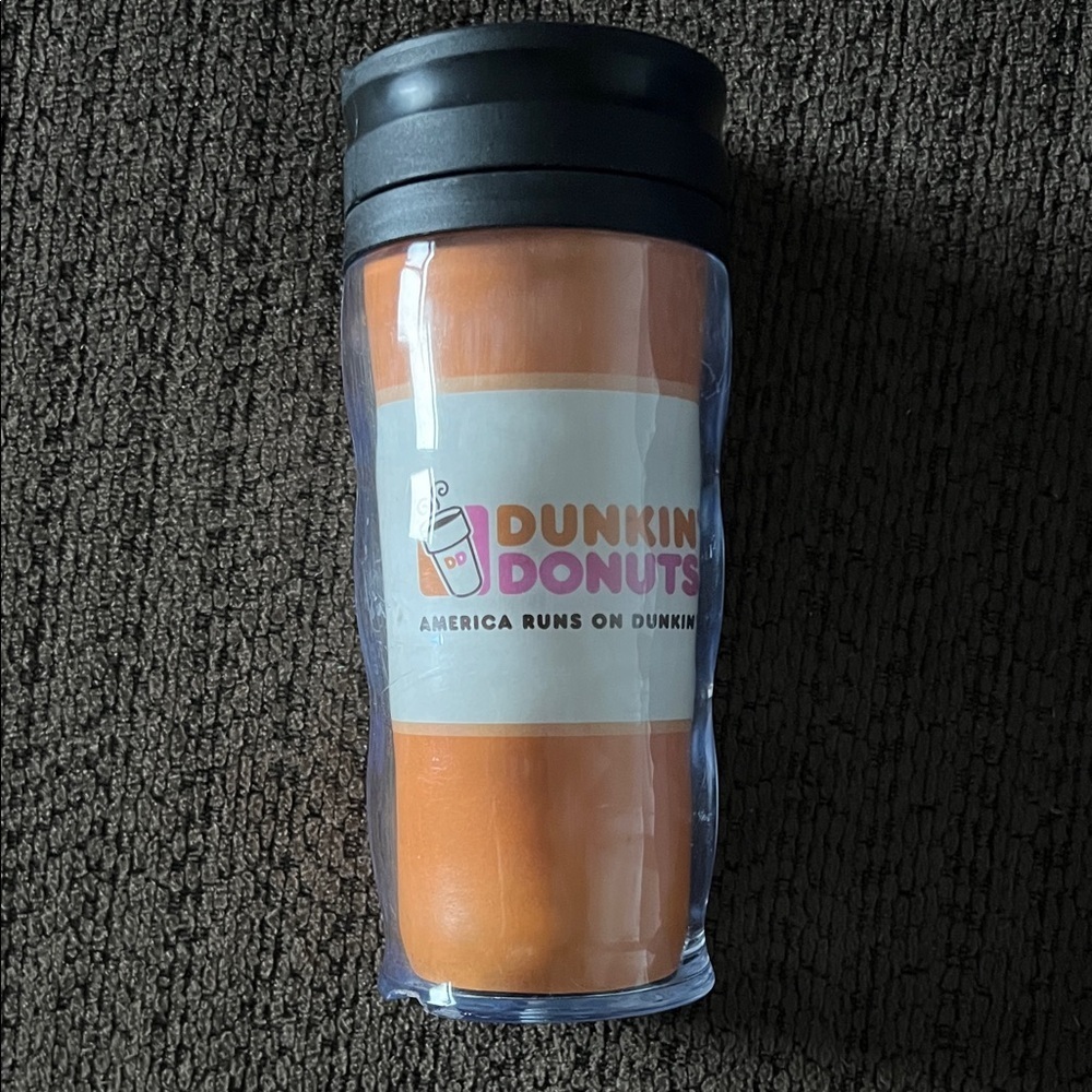 Dunkin Donuts Insulated Travel Mug Orange Pink Coffee Tumbler